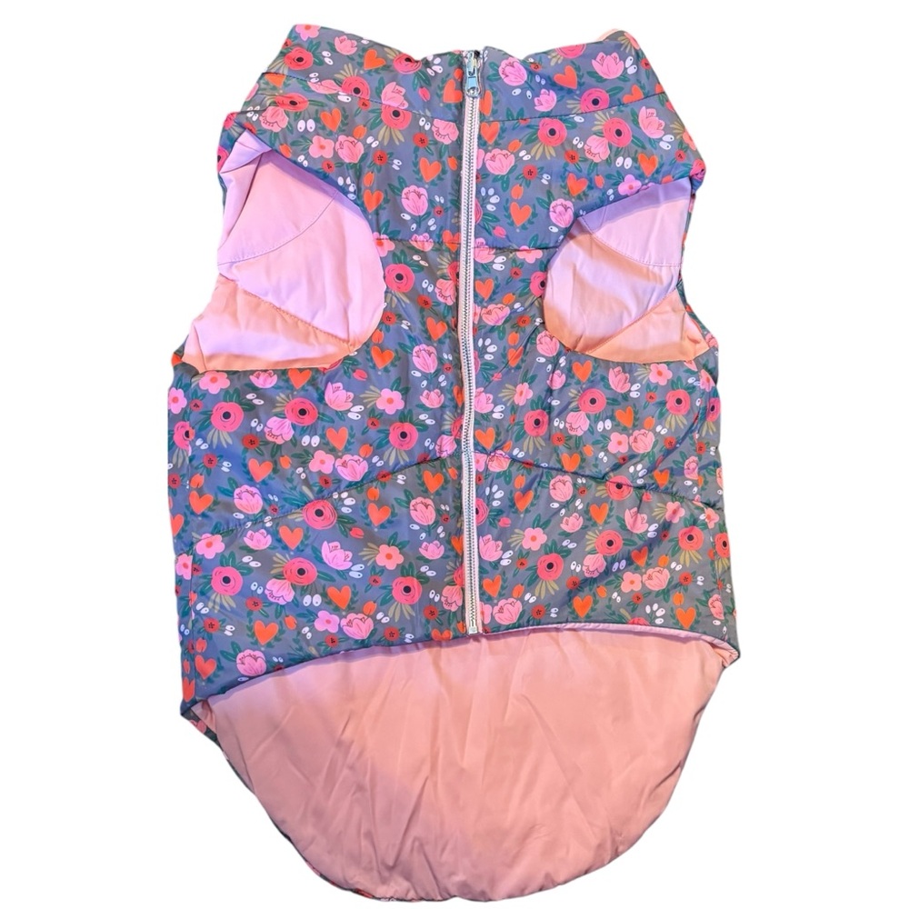 Lucy & Co Pink Floral Reversible Puffer Vest Size XXL - Picture 3 of 11